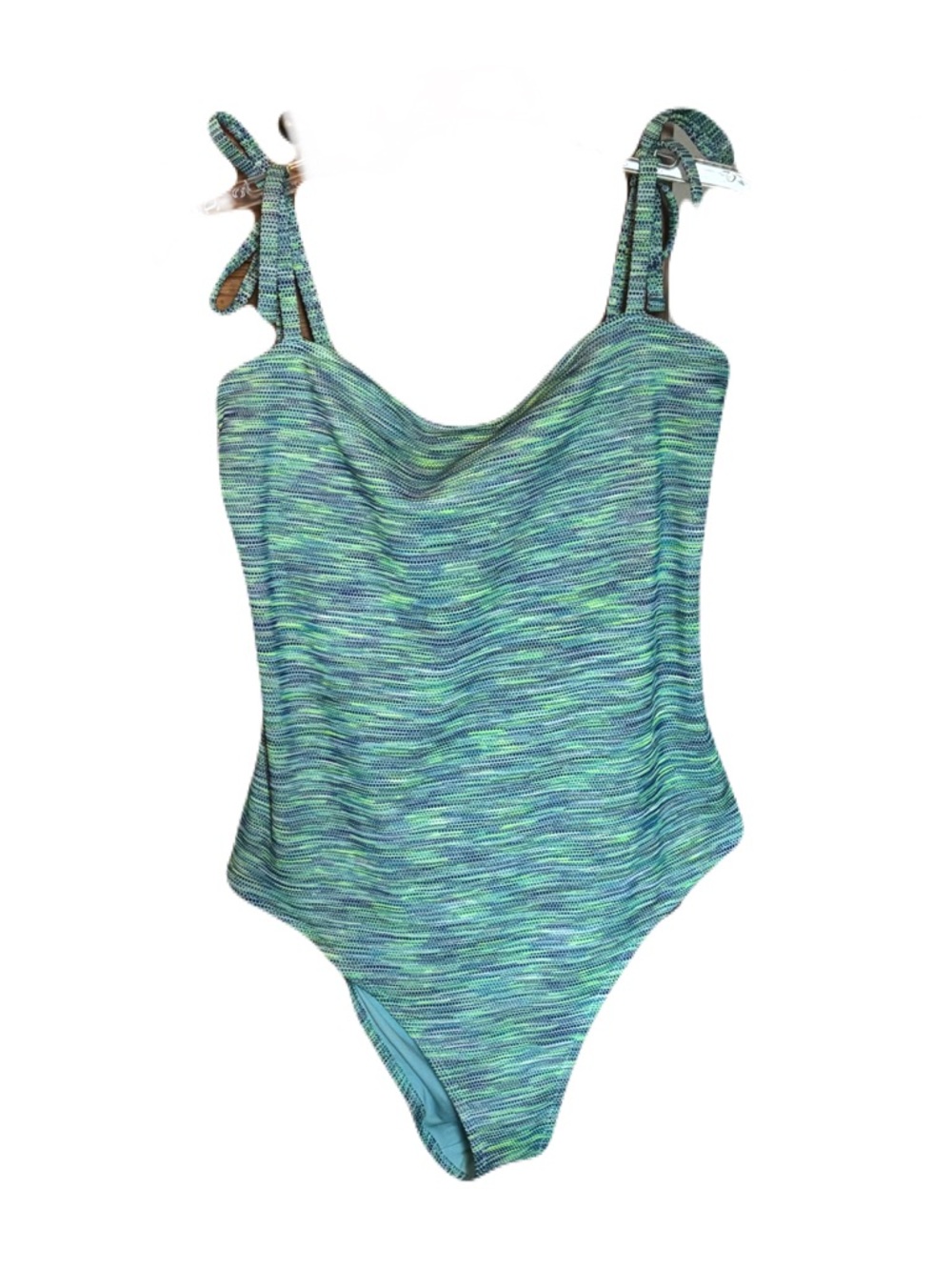 aerie | Women’s Green Space-Dye One-Piece Cheeky Swimsuit w/ Tie Straps Size XL